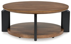 Kraeburn - Round Cocktail Table - Brown / Black