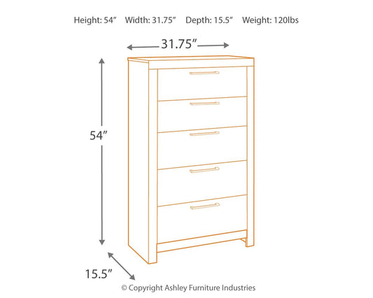 Derekson - Five Drawer Chest - Multi Gray