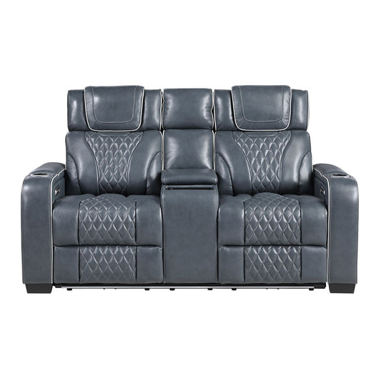 Apex - Power Double Reclining Loveseat With Center Console, Power Headrests, Storage Arms With Cup Holders, Wireless Charger, Air Massage And Heat, LED Lighting And Charging Ports