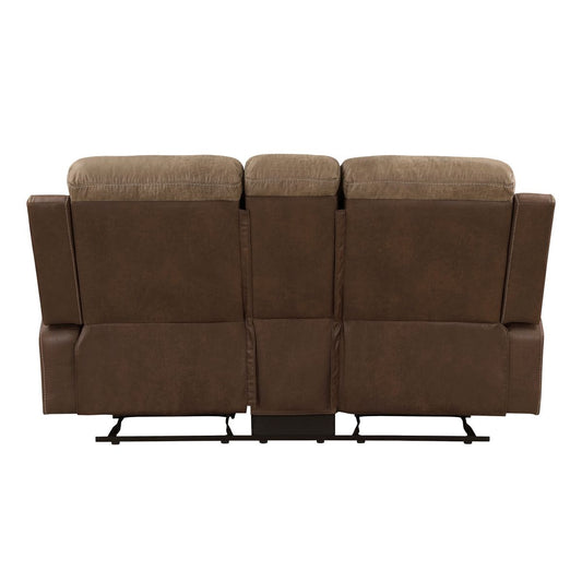 Glendale - Double Glider Reclining Loveseat With Center Console - Brown