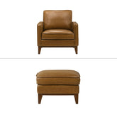 Caspar - Chair & Ottoman - Caramel