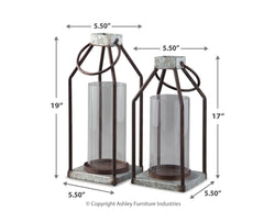 Diedrick - Lantern Set (Set of 2) - Gray / Black