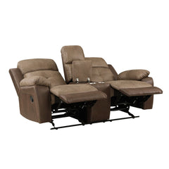 Glendale - Double Glider Reclining Loveseat With Center Console - Brown