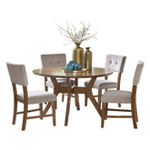 Edam - 5 Piece Dining Room Set (Table & 4 Side Chairs) - Oak / Gray