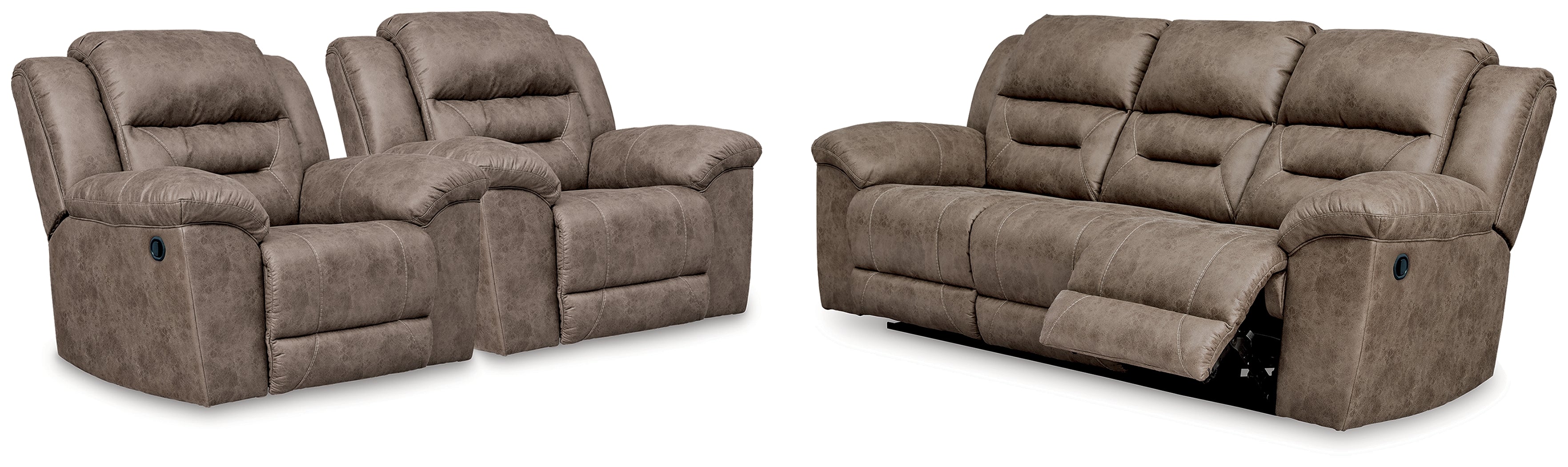 Furniture City Laplace - Ashley Furniture - Stoneland Reclining Sofa and 2 Recliners - Reclining Sofa and 2 Recliners - 39905U8