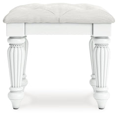 Kozlani - Vanity Upholstered Stool - White
