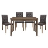 Ahmet - 5 Piece Dining Room Set (Table & 4 Side Chairs) - Walnut / Black