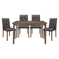 Ahmet - 5 Piece Dining Room Set (Table & 4 Side Chairs) - Walnut / Black