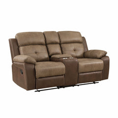 Glendale - Double Glider Reclining Loveseat With Center Console - Brown