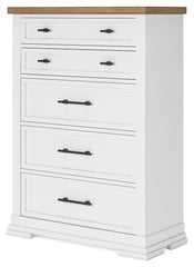 Ashbryn - Five Drawer Chest - White / Natural