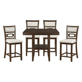 Hutchinson - 5 Piece Counter Height Set - Dark Brown / Beige