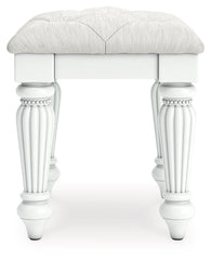 Kozlani - Vanity Upholstered Stool - White