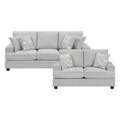 Sarah - Sofa & Loveseat - Pearl Silver