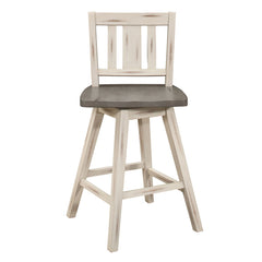 Amsonia - Swivel Counter Height Chair (Set of 2) - White / Distressed Gray