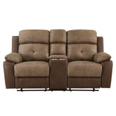 Glendale - Double Glider Reclining Loveseat With Center Console - Brown