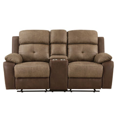 Glendale - Double Glider Reclining Loveseat With Center Console - Brown