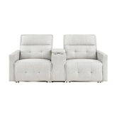 Salida - Power Double Reclining Loveseat With Center Console And Power Headrests - White