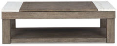 Loyaska - Lift Top Cocktail Table - Grayish Brown / White