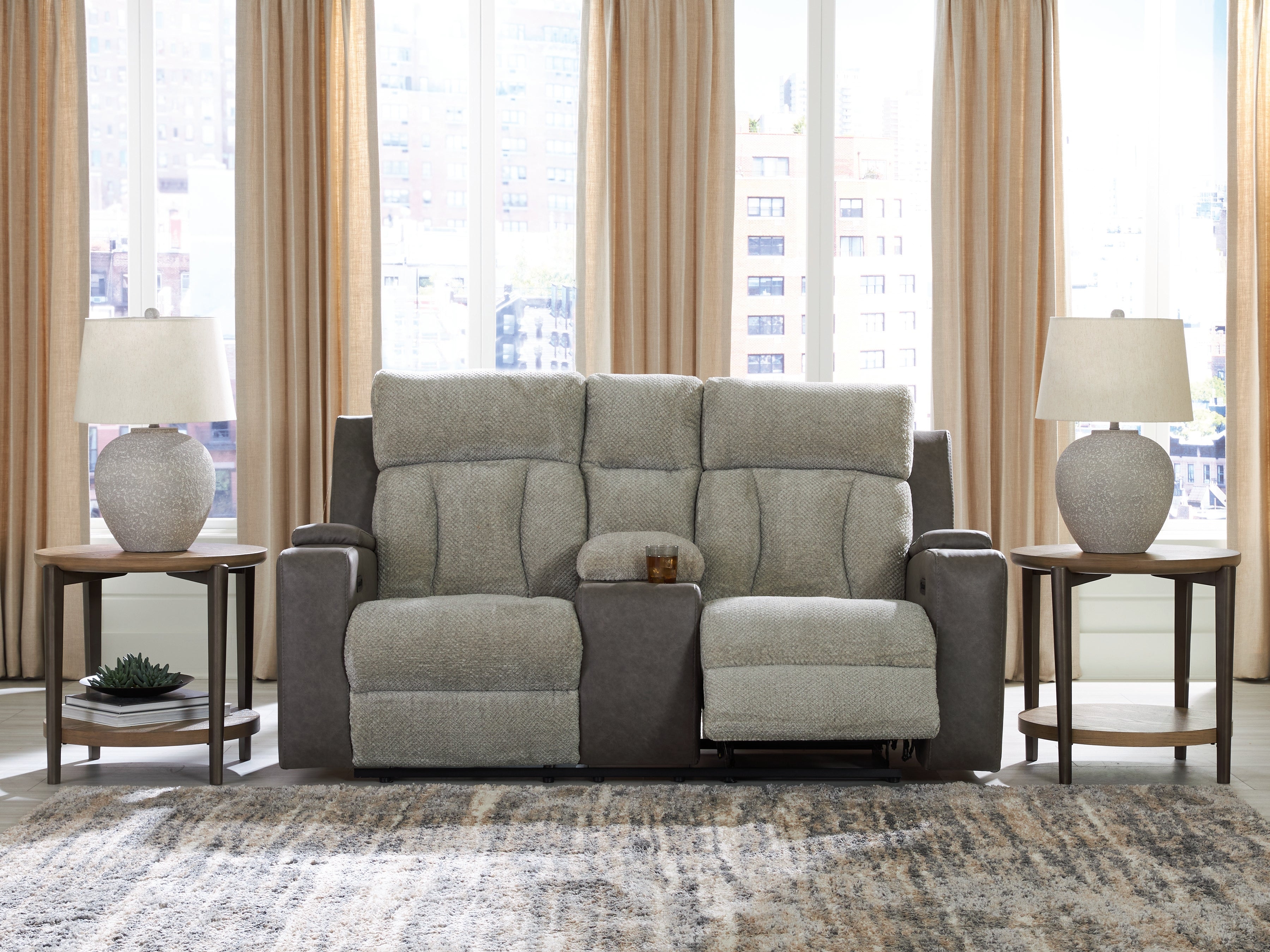 Furniture City Laplace - Ashley Furniture - WhipLash Power Reclining Loveseat with Console - PWR REC Loveseat/CON/ADJ HDRST - PC6320418