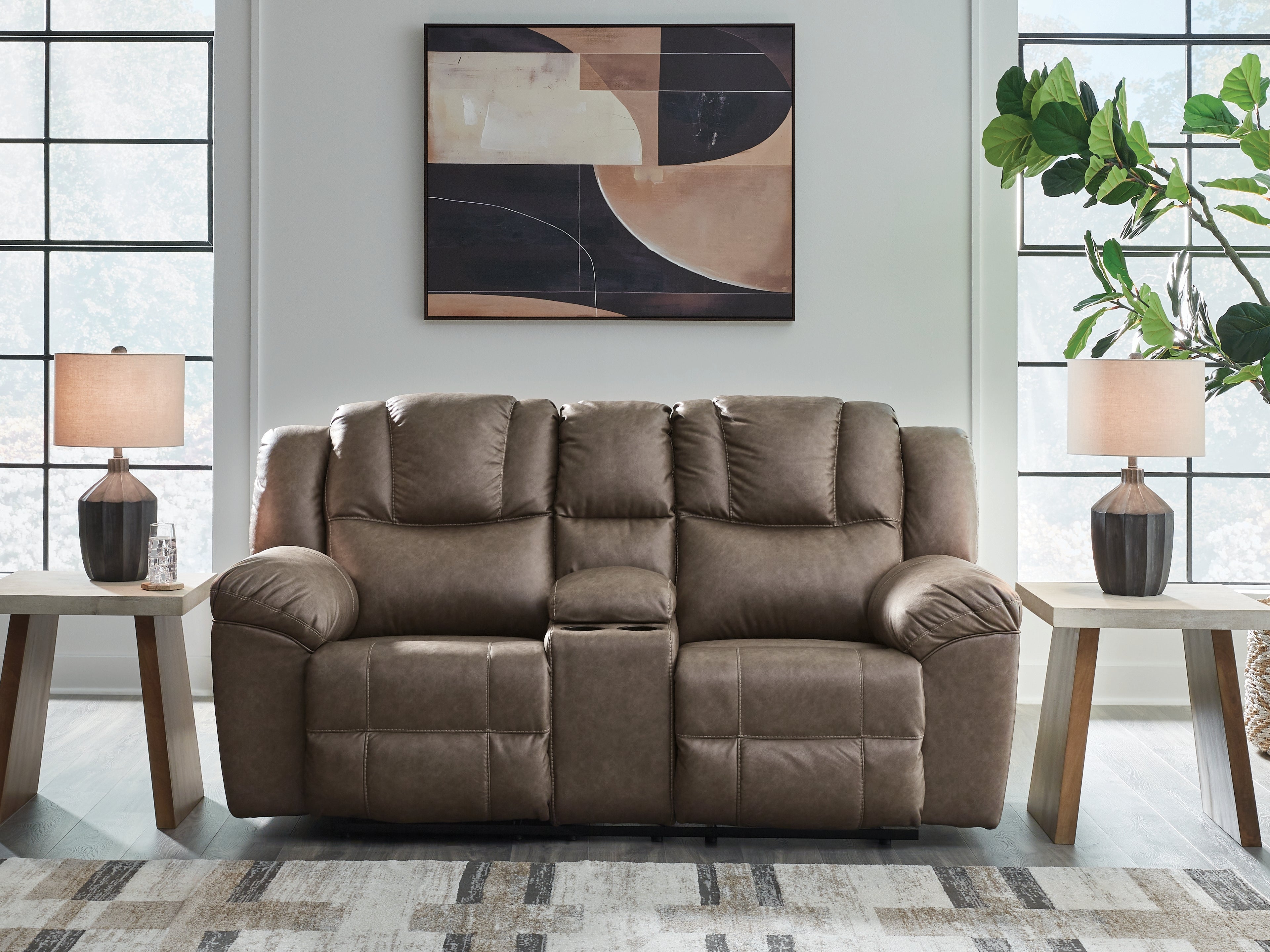 Furniture City Laplace - Ashley Furniture - Lowilla Reclining Loveseat with Console - DBL Rec Loveseat w/Console - PC6450694