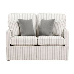 Hampstead - Loveseat - White & Gray Stripe