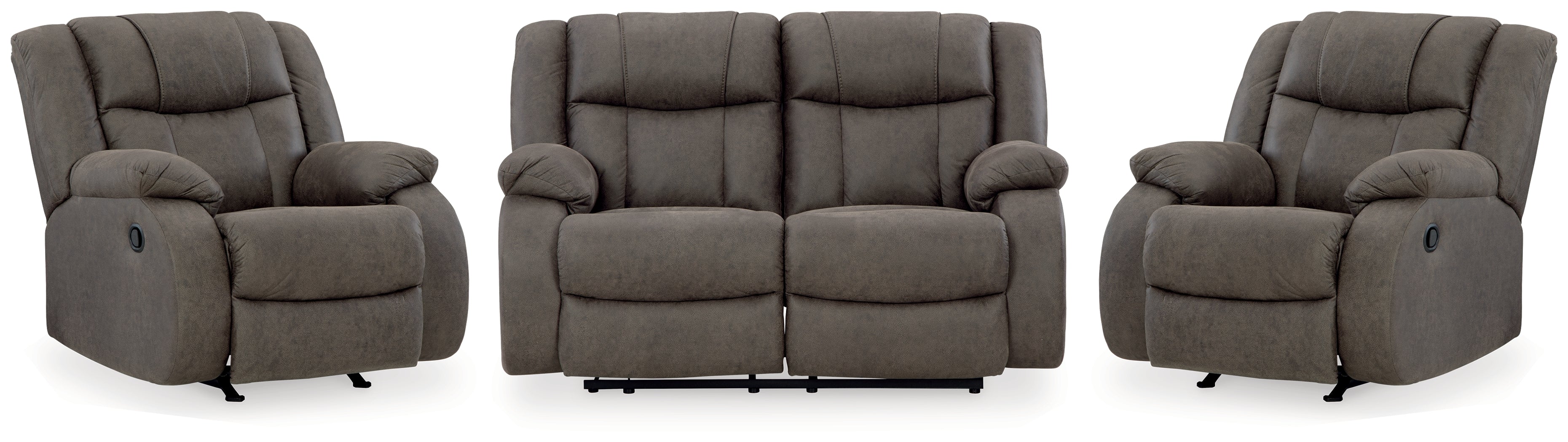 Furniture City Laplace - Ashley Furniture - First Base Reclining Loveseat and 2 Recliners - Reclining Loveseat and 2 Recliners - 68804U3