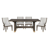 Griffin - 5 Piece Set (Table & 4 Arm Chairs) - Dark Brown / Pearl Silver