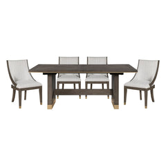 Griffin - 5 Piece Set (Table & 4 Arm Chairs) - Dark Brown / Pearl Silver