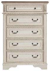 Realyn - Five Drawer Chest - White / Brown / Beige