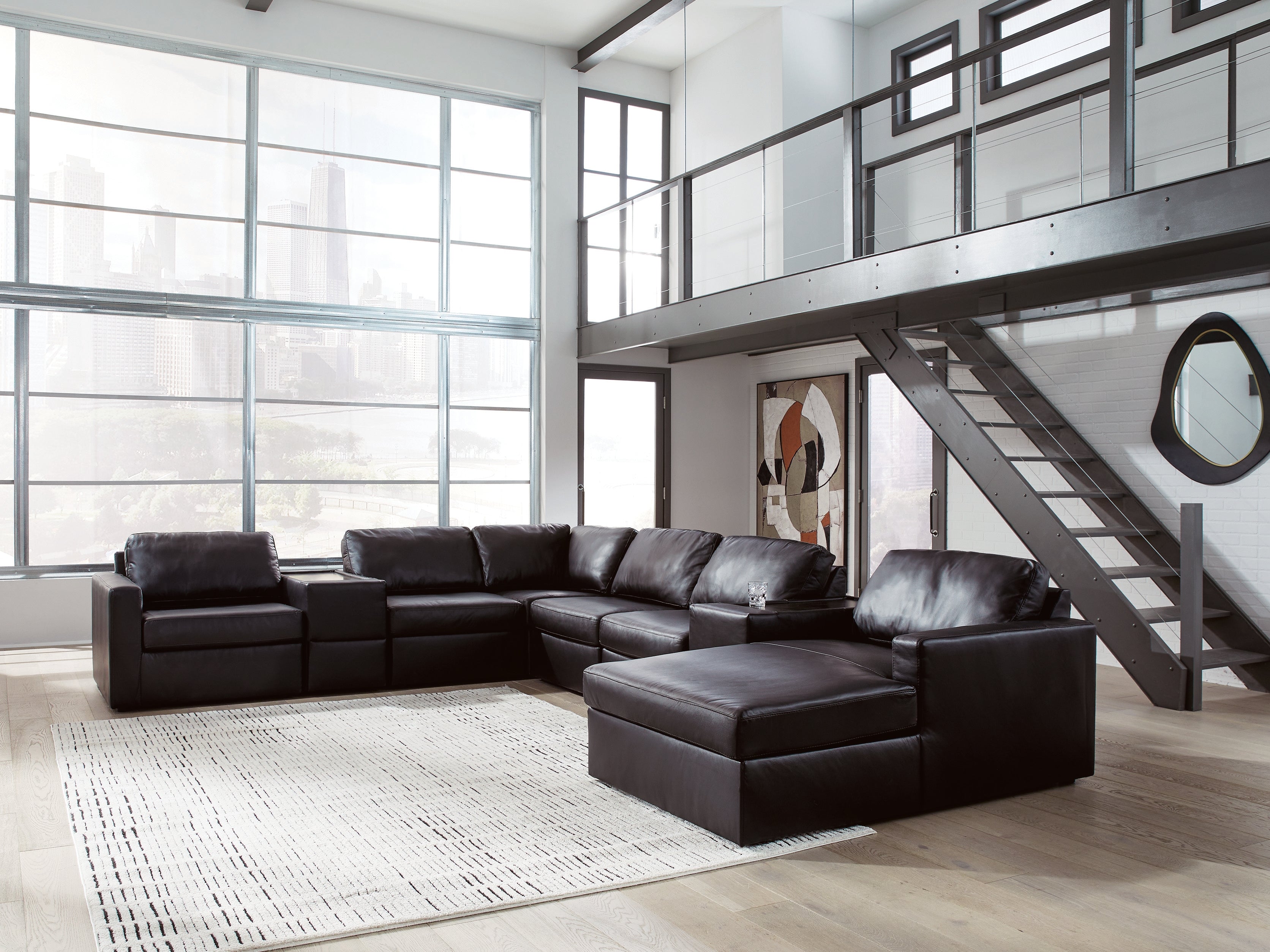 Furniture City Laplace - Ashley Furniture - ModMax II 8-Piece Sectional with Chaise and Storage Consoles - RAF 8-Piece Sectional with Chaise and Storage Consoles - 74305S42