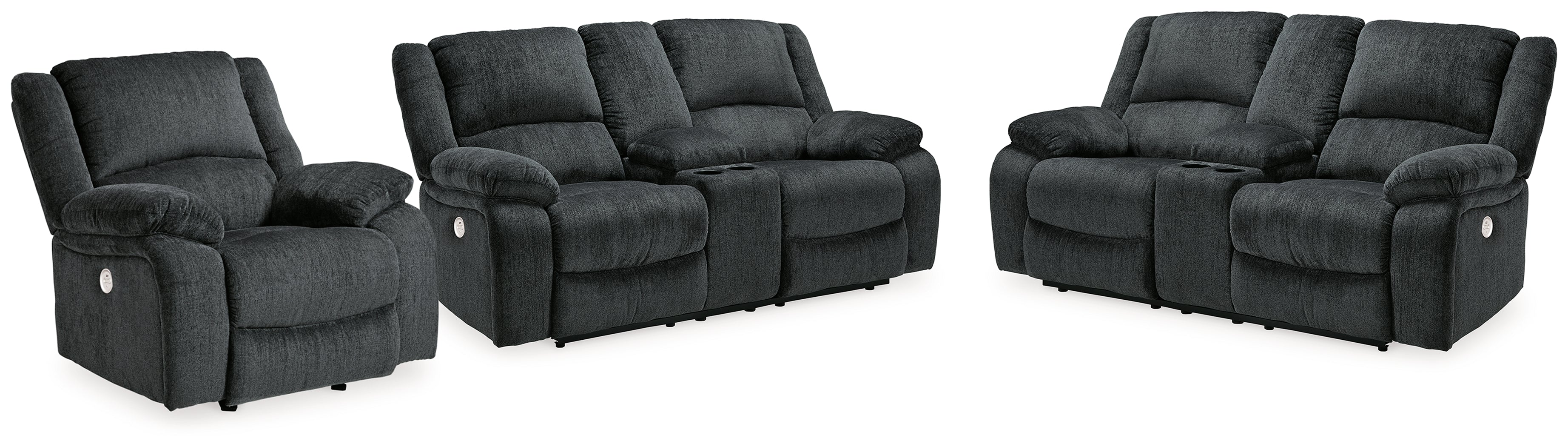 Furniture City Laplace - Ashley Furniture - Draycoll 2 Power Reclining Loveseats and Recliner - 2 Power Reclining Loveseats and Recliner - 76504U6