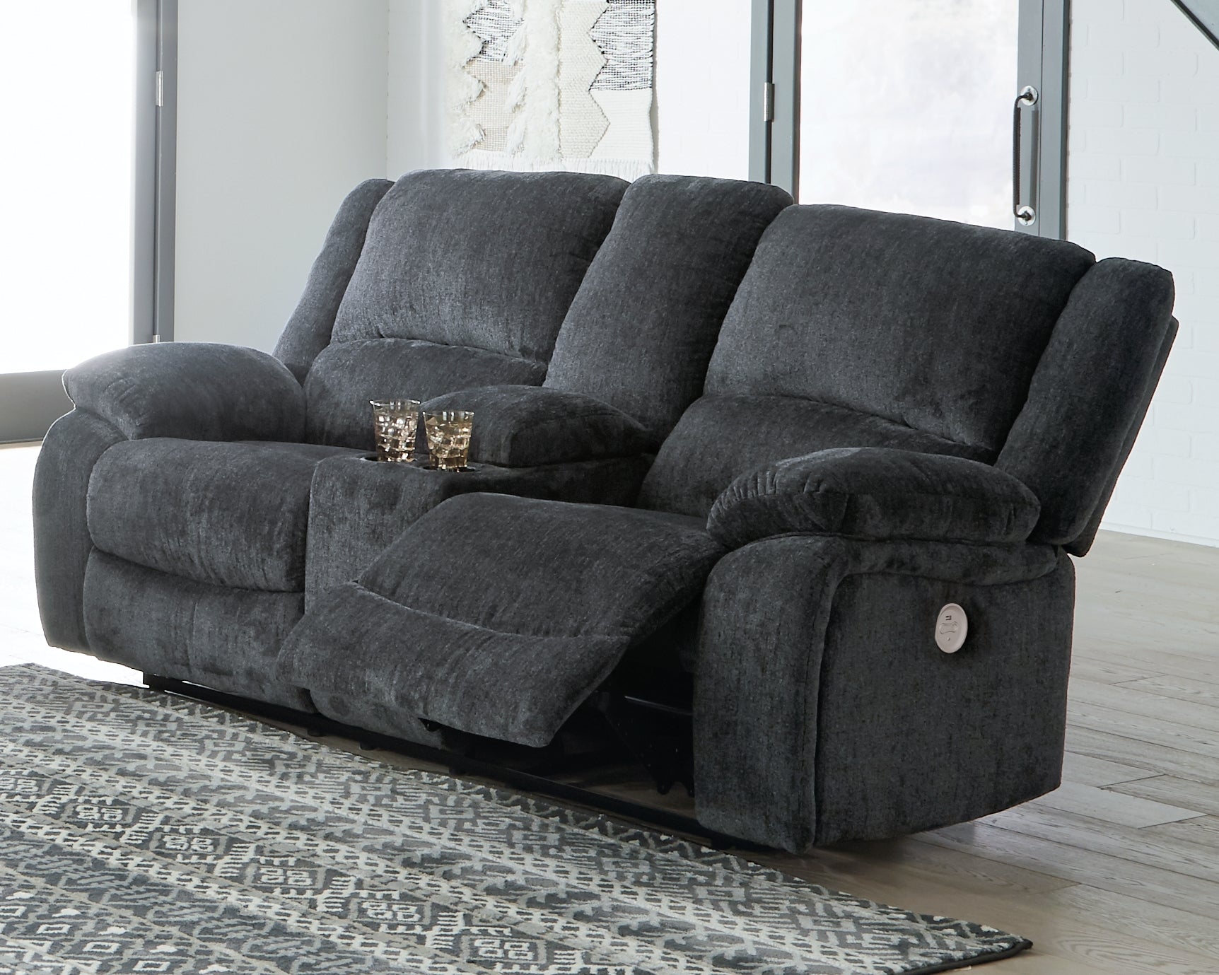 Furniture City Laplace - Ashley Furniture - Draycoll Power Reclining Loveseat with Console - DBL REC PWR Loveseat w/Console - 7650496
