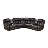 Ramone - 3 Piece Power Reclining Sectional With Consoles, Speakers, Subwoofer And LED Lighting - Brown