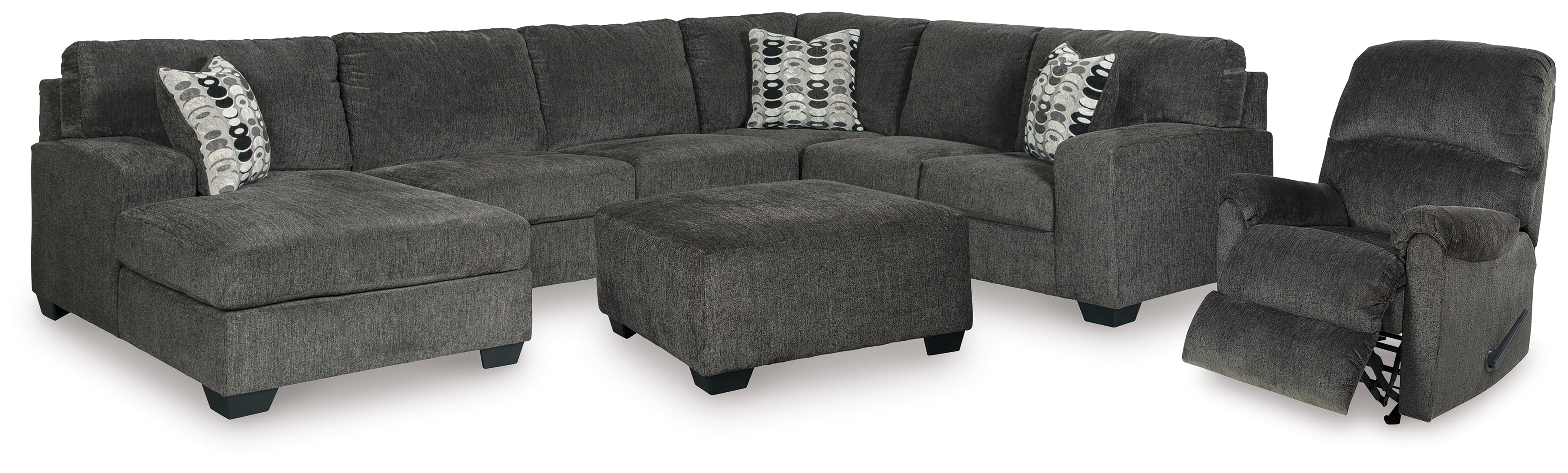 Furniture City Laplace - Ashley Furniture - Ballinasloe 3-Piece Sectional, Recliner and Ottoman - 3-Piece Sectional, Recliner and Ottoman - 80703U2