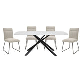Benito - 5 Piece Dining Room Set (Table & 4 Side Chairs) - Beige / White