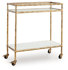 Plattfield - Bar Cart - Antique Gold Finish