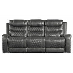 Putnam - Double Reclining Sofa With Center Drop-Down Cup Holders, Receptacles And USB Ports - Gray