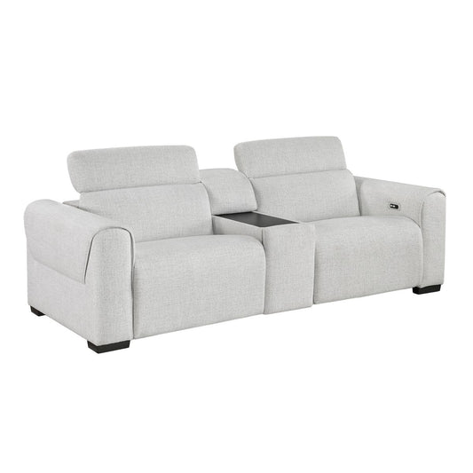 McPherson - Power Double Reclining Loveseat With Center Console And Power Headrests, Charging Ports - Cloud