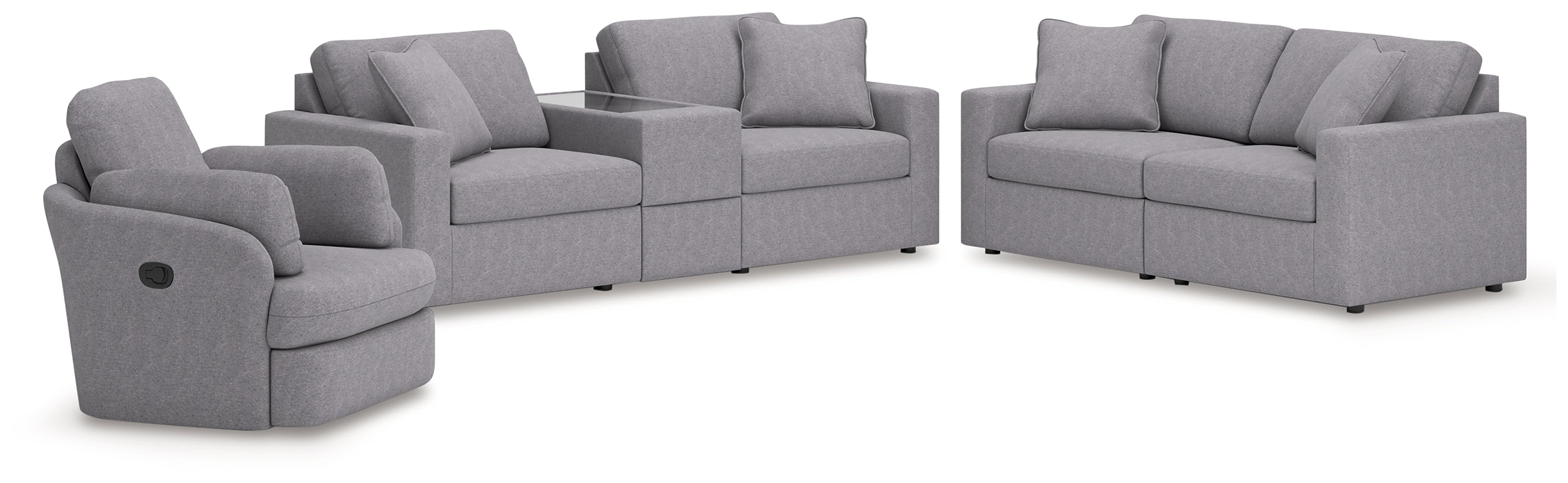 Furniture City Laplace - Ashley Furniture - Modmax 3-Piece Sectional Sofa, 2-Piece Sectional Loveseat and Swivel Glider Recliner - 3-Piece Sectional Sofa, 2-Piece Sectional Loveseat and Swivel Glider Recliner - 92104U23