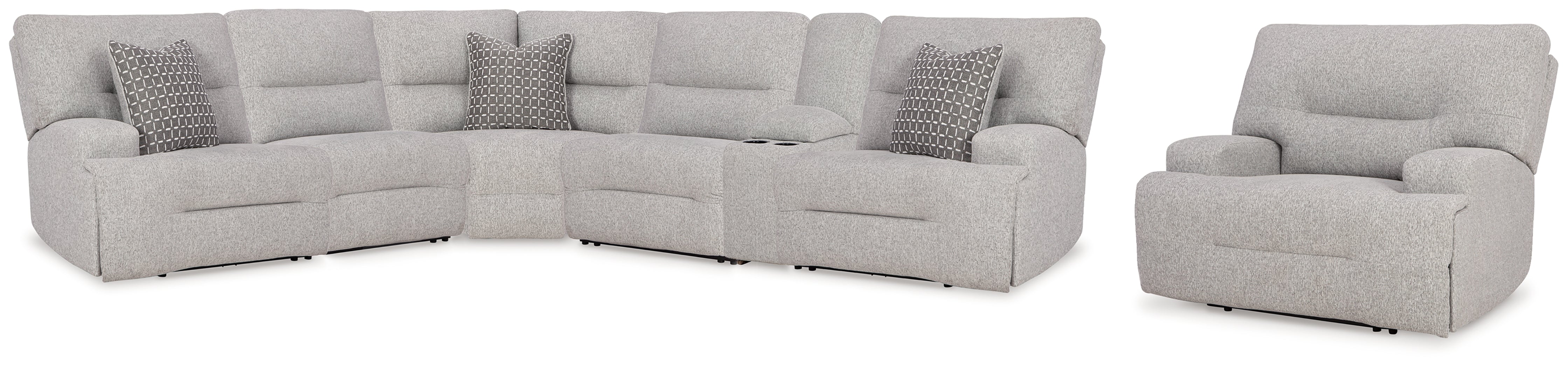 Furniture City Laplace - Ashley Furniture - Acklen Place 6-Piece Power Reclining Sectional and Power Recliner - 6-Piece Power Reclining Sectional and Power Recliner - 93605S8