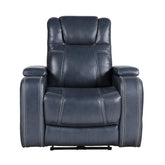 Keziah - Power Reclining Chair With Power Headrest And Storage Arms - Blue