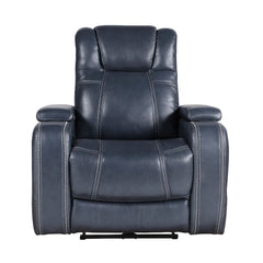 Keziah - Power Reclining Chair With Power Headrest And Storage Arms - Blue