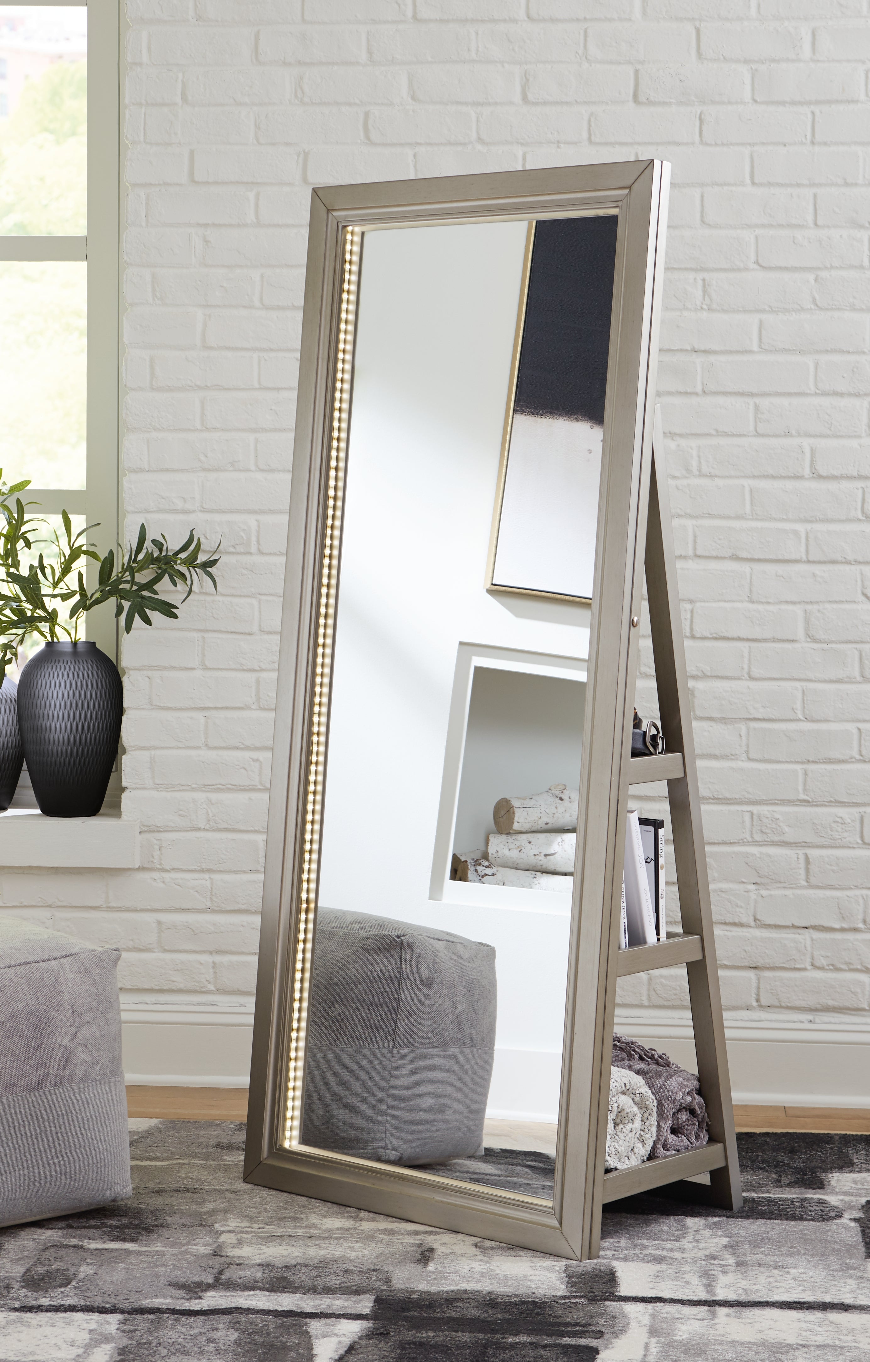 Furniture City Laplace - Ashley Furniture - Evesen Floor Standing Mirror with Storage - Floor Standing Mirror/Storage - A8010379