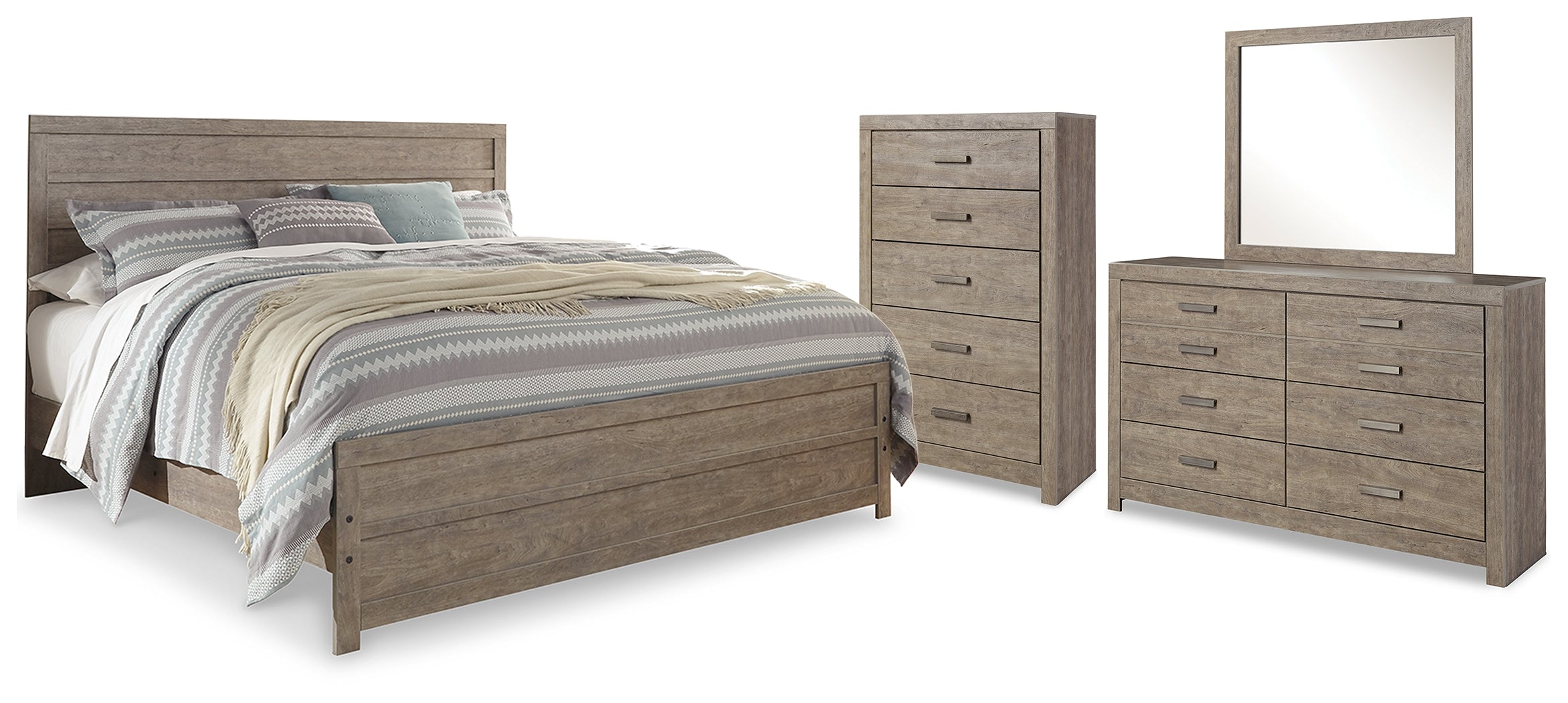 Furniture City Laplace - Ashley Furniture - Culverbach King Panel Bed, Dresser, Mirror and Chest - King Panel Bed, Dresser, Mirror and Chest - B070B30