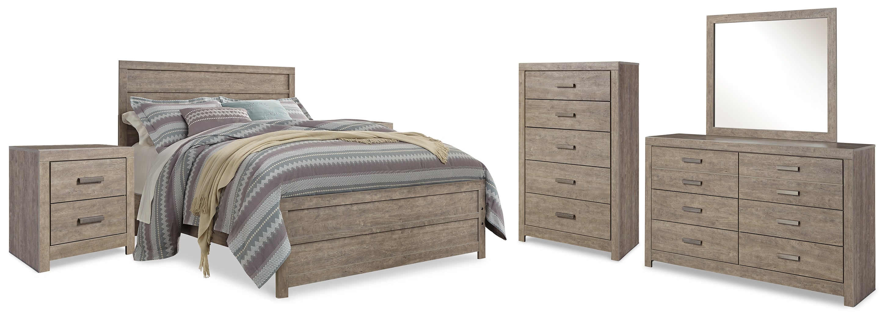 Furniture City Laplace - Ashley Furniture - Culverbach Queen Panel Bed, Dresser, Mirror, Chest and 2 Nightstands - Queen Panel Bed, Dresser, Mirror, Chest and 2 Nightstands - B070B20