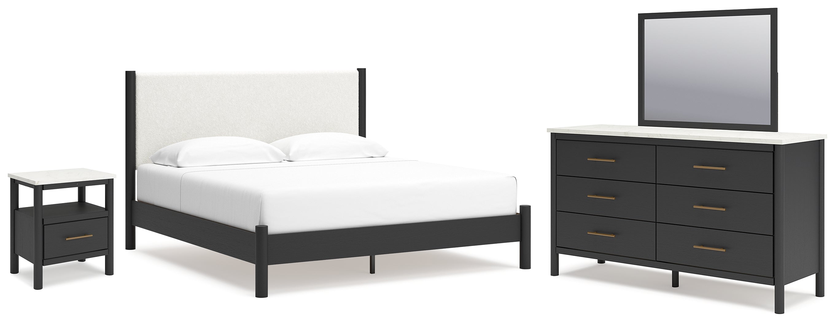 Furniture City Laplace - Ashley Furniture - Cadmori King Panel Bed, Dresser, Mirror and Nightstand - King Panel Bed, Dresser, Mirror and Nightstand - B2616B10