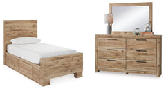 Furniture City Laplace - Ashley Furniture - Hyanna Twin Panel Bed with 1 Side Storage, Dresser and Mirror - Twin Panel Bed with 1 Side Storage, Dresser and Mirror - B1050B26