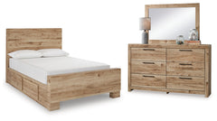 Furniture City Laplace - Ashley Furniture - Hyanna Full Panel Bed with 1 Side Storage, Dresser and Mirror - Full Panel Bed with 1 Side Storage, Dresser and Mirror - B1050B27