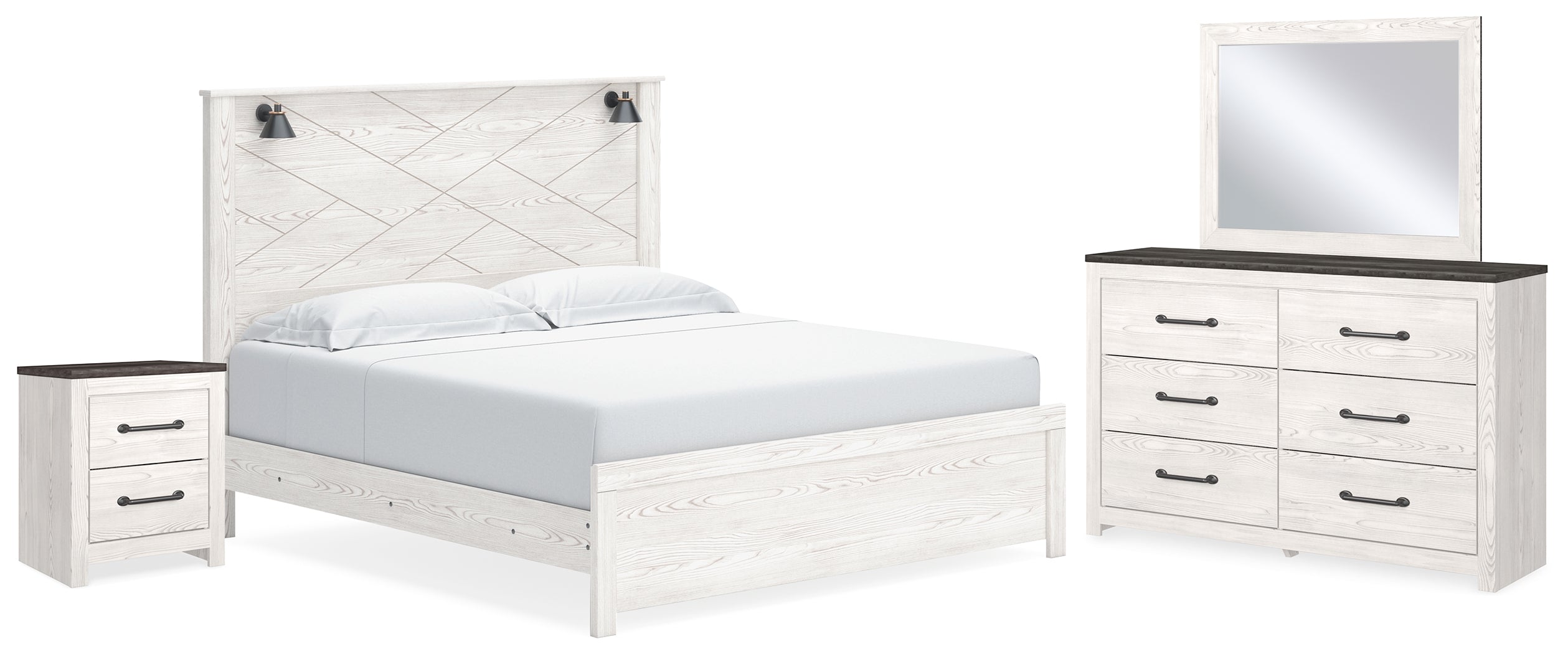 Furniture City Laplace - Ashley Furniture - Gerridan King Panel Bed, Dresser, Mirror and Nightstand - King Panel Bed, Dresser, Mirror and Nightstand - B1190B20