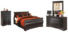Furniture City Laplace - Ashley Furniture - Huey Vineyard Queen Sleigh Bed with Dresser, Mirror and Chest of Drawers - Queen Sleigh Bed with Dresser, Mirror and Chest of Drawers - B128B23